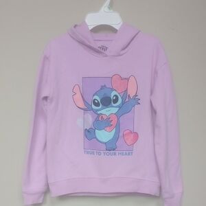Disney Kids Lavender Hoodie with Stitch and Hearts